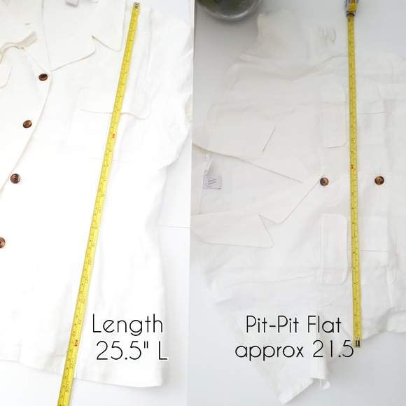 💯White Linen Oversized Short Sleeve Blouse/Top| Buttons Down| Pockets - Picture 5 of 6